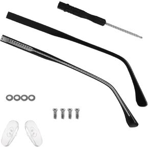 1 Pair Glasses Arm Replacement Black Eyeglasses Temple Universal Glasses Replacement Accessories DIY Eyeglasses Repair Kit with Screws Washers Screwdrivers Nose Pads for Sunglasses Glass