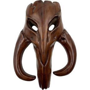 mokarier Solid Hardwood Mandalorian Sculpture Mandalorian Mythosaur Skull Wall Art Plaque Art Crafts Ornaments Skull Sculpture Wall Hanging Art 10.5" x 8" x 2.2"