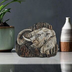 Antique-Inspired Sculpture - Decorative Elephant Head Statue - Resin Home Décor for Living Room, Study & Office - Gifts Symboling Wisdom, Strength & Good Fortune