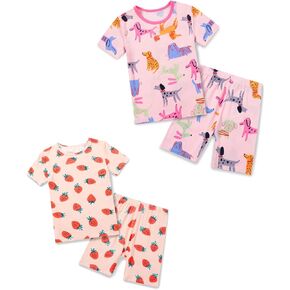 Bamboo Viscose Toddler Girls Kids Pajama مجموعات قصيرة الصيف الرائعة