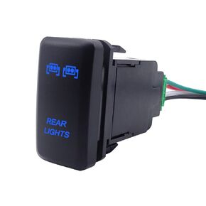 LED Light Push Switch Blue Backlit On/Off Compatible with Toyota Tacoma Tundra 4Runner 2010-2019 Rear Light Symbol