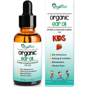 Natural Mullein Ear Wax Removal Oil & Cleaner Drops with Strawberry for Kids | Earwax Softener, Moisturizer & Allergy Soothing | Tinnitus, Itching, Ringing & Clogged Ears