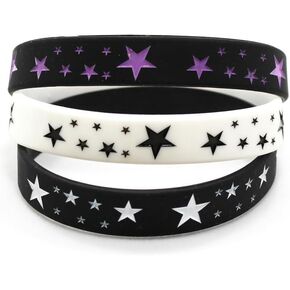 Caiyao Silicone Wristbands Bracelets Poker Star Y2K Funny Wristbands Decoration for Women Men Teen Friends Gift-3Pcs Star