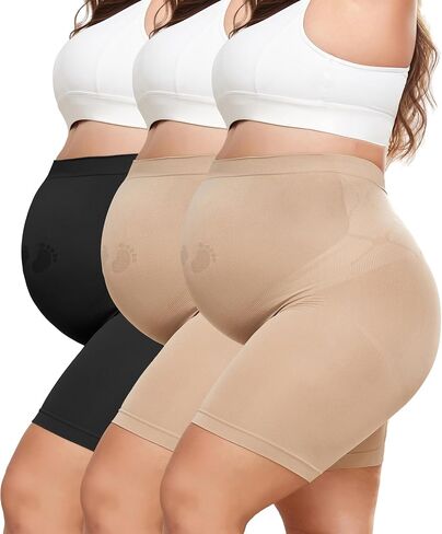 Maternity Shapewear for Under Dresses Over Belly Pregnancy Underwear Mid-Thigh High Waist Shorts Panties for Baby Shower in Saudi Arabia