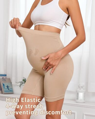 Maternity Shapewear for Under Dresses Over Belly Pregnancy Underwear Mid-Thigh High Waist Shorts Panties for Baby Shower in Saudi Arabia