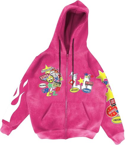 Soly Hux Men's Y2K Graphic ship up Hoodies armetring swingshirt swingshirt مع جيوب طويلة مع جيوب in Saudi Arabia