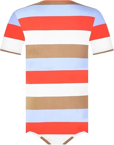 Romper Onesie Nightwear Men's Short Sleeve Cotton Striped Pajamas with Removable Drool Bib in Saudi Arabia