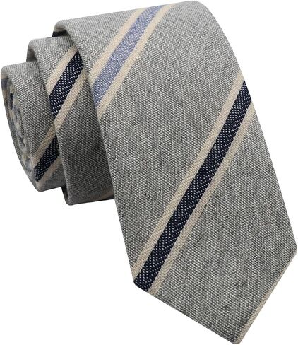 2.56'' Skinny Ties for Men, Sriped Mens Tie Cotton Linen NeckTie Men's Neckties for Business, Wedding, Groom in Saudi Arabia