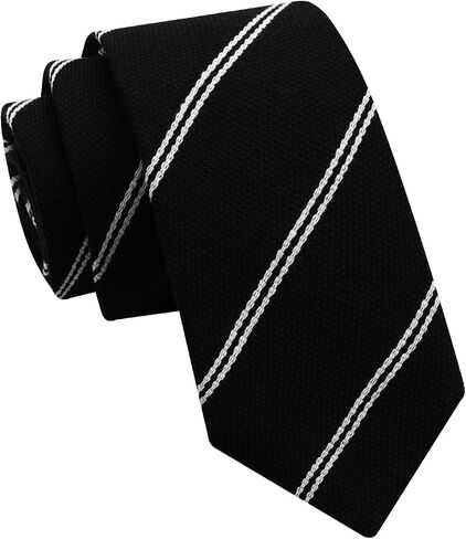 2.56'' Skinny Ties for Men, Sriped Mens Tie Cotton Linen NeckTie Men's Neckties for Business, Wedding, Groom in Saudi Arabia