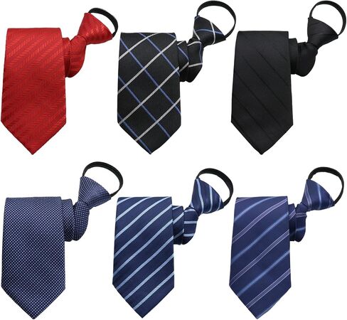 Zipper Ties for Men Adjustable Pre Tied Mens Necktie Set Classic Stripe Neck Tie 4PCS /6 PCS in Saudi Arabia