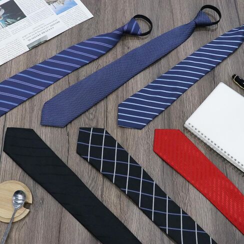 Zipper Ties for Men Adjustable Pre Tied Mens Necktie Set Classic Stripe Neck Tie 4PCS /6 PCS in Saudi Arabia