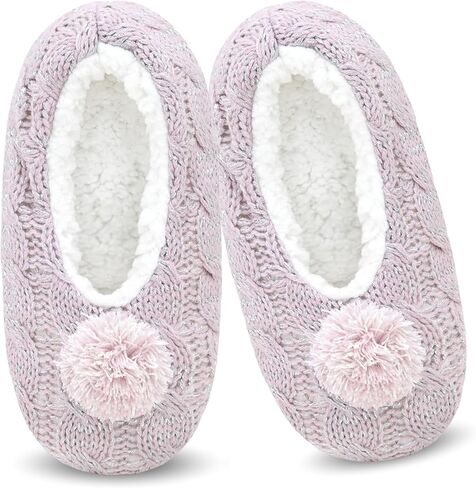 DICUIRD Womens Thick & Warm Slipper Socks with Grippers - Knit House Fuzzy Slippers in Saudi Arabia