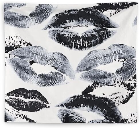 WNAGT Trendy Black and White Kiss Lips Tapestry Wall Hanging, Funky Makeup Wall Decor, Fashion Aesthetic Wall Blanket Decor for Girls Room College Dorm Makeup Room Beauty Room, 50x60 Inch in Kuwait