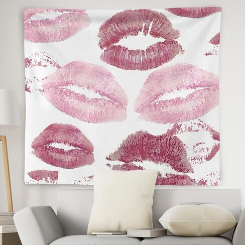 WNAGT Trendy Black and White Kiss Lips Tapestry Wall Hanging, Funky Makeup Wall Decor, Fashion Aesthetic Wall Blanket Decor for Girls Room College Dorm Makeup Room Beauty Room, 50x60 Inch in Kuwait