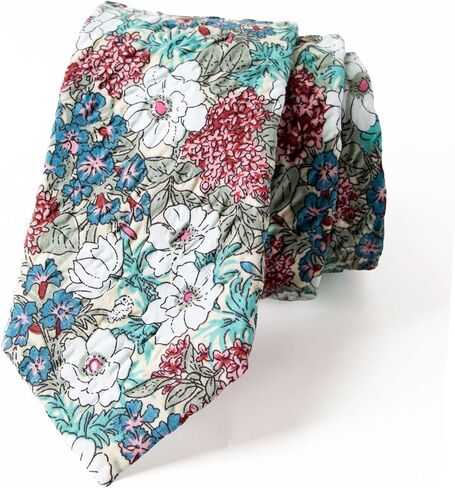 Spring Notion Men's Salt Shrinking Seersucker Cotton Floral Print Necktie in Saudi Arabia