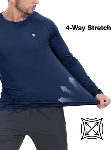 BGOWATU Men's Hiking Shirts Long Sleeve Sun Shirts UPF 50+ Athletic T-Shirts Quick Dry Rash Guard in Saudi Arabia