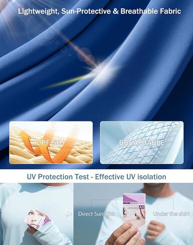 Pudolla Men's Sun Protection Shirts UV SPF UPF 50+ Rash Guard Long Sleeve Lightweight Quick Dry Brethable Swimming Fishing in Kuwait