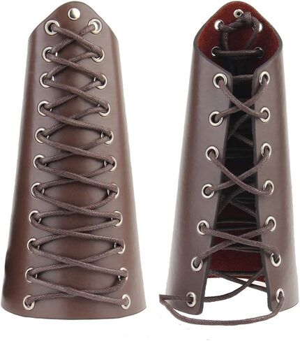 Medieval Leather Bracers Small Viking Leather Bracers Lacing Up Leather Arm Armer Cuff Leather Gauntlet Wristband Gauntlet for Men Women 1 Pair in Kuwait