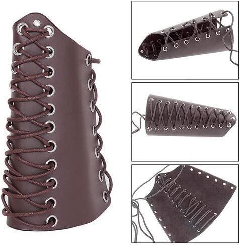 Medieval Leather Bracers Small Viking Leather Bracers Lacing Up Leather Arm Armer Cuff Leather Gauntlet Wristband Gauntlet for Men Women 1 Pair in Kuwait