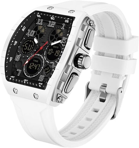 WitnTime Watches for Men Relojes Relojes Para Hombres White Wristwatch with Digital Thans Dual Display Display Countdown Punk Punk Design 5ATM مقاوم للماء in Kuwait