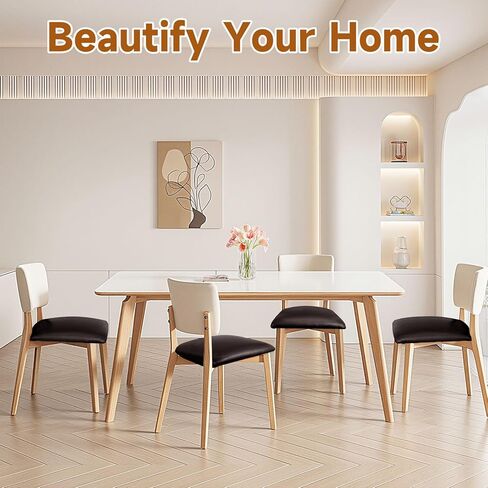 Waterproof Seat Covers for Dining Chairs Soft PU Leather Dining Chair Seat Covers set of 4, Durable and Wipeable Kitchen Chair Slipcover Protector with Elastic Band for Dining Room (Coffee, 4Pcs) in Kuwait