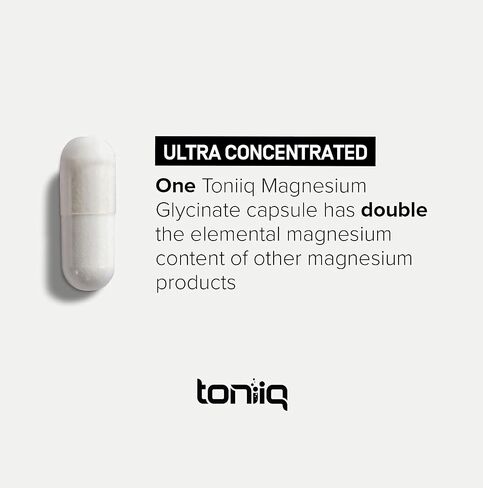Toniiq 3,000mg Ultra High Strength Magnesium Glycinate - 20% Purified to Contain 600mg of Elemental Magnesium - Chelated and Bioavailable Magnesium Supplement - 240 Veggie Capsules in Saudi Arabia