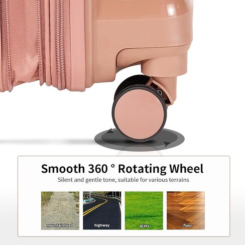 Carry-On Suitcase – 20 Inch Lightweight Hard Shell Travel Luggage for Women and Men, Spinner Wheels & TSA Lock (Rose Gold, 20 inch carry-On) in Saudi Arabia