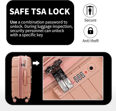 Carry-On Suitcase – 20 Inch Lightweight Hard Shell Travel Luggage for Women and Men, Spinner Wheels & TSA Lock (Rose Gold, 20 inch carry-On) in Saudi Arabia