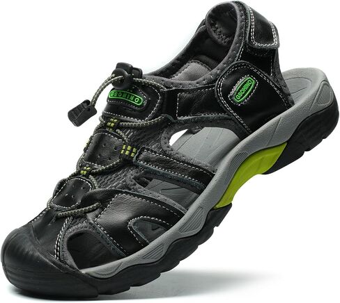 Mens Leather Sports Sandals For Men Closed Toe Hiking Outdoor Athletic Casual Walking Sandals Water Shoes Summer Fisherman Sandal Handmade in Saudi Arabia