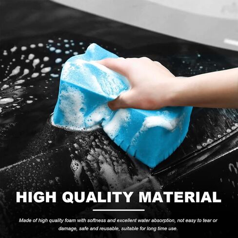 Car Wash Sponge, Large Scratch-Free Cross Cut Sponge for Soap and Rinseless Washing, Durable Ultra Soft Foam Grid Extra Absorbent Car Cleaning Sponge Pad, Car Accessories (Sky Blue) in Kuwait
