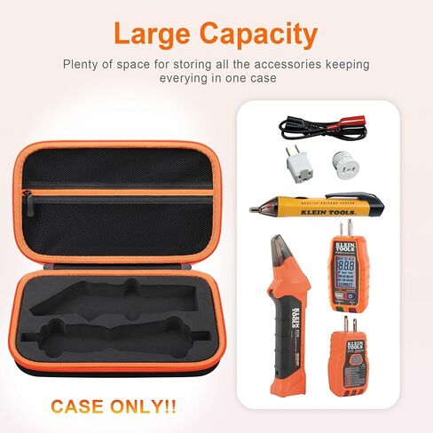 BOVKE Carrying Case for Klein Tools ET310 AC Circuit Breaker Finder Electric Tester & 80041 Outlet Repair Tool Kit & RT250 GFCI Outlet Tester with Supplies, Electrical Tools Storage Bag Holder, Black in Saudi Arabia