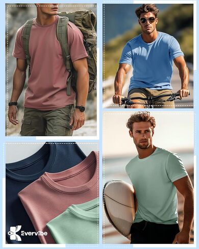 10 Pack Men's Big and Tall Shirt Short Sleeve Cotton Tee Loose Fit Top in Kuwait
