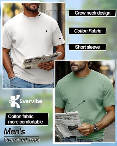 10 Pack Men's Big and Tall Shirt Short Sleeve Cotton Tee Loose Fit Top in Kuwait