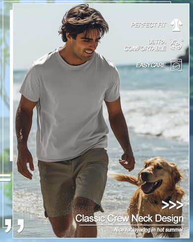 10 Pack Men's Big and Tall Shirt Short Sleeve Cotton Tee Loose Fit Top in Kuwait