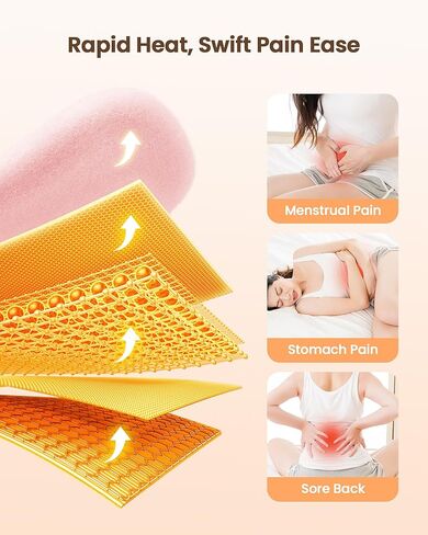 Heating Pad for Period Cramps, Fast Heating Pad with 6 Heat Levels and 6 Massage Modes, Portable Cordless Menstrual Heating Pad, Back or Belly Period Massager for Women and Girls in Kuwait