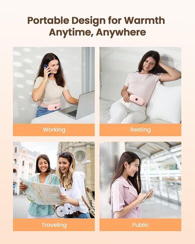 Heating Pad for Period Cramps, Fast Heating Pad with 6 Heat Levels and 6 Massage Modes, Portable Cordless Menstrual Heating Pad, Back or Belly Period Massager for Women and Girls in Kuwait