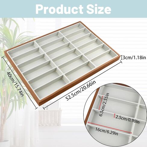 Homeanda Wooden Sunglasses Organizer Tray, Eyeglasses Display Case, Sun Glasses Storage Box, Eyewear Jewelry Tray, Wood Frame Glasses Holder (18 Grids) in Saudi Arabia