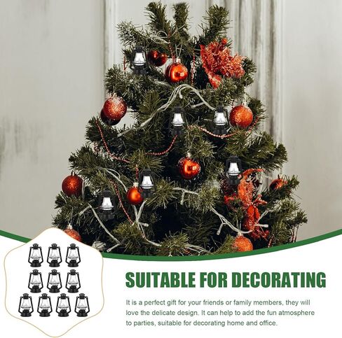 DOITOOL 10 Pcs Mini Lanterns 2.16 inch,Christmas Tree Ornaments Hanging Lantern,Vintage Lantern Christmas Decor-Black in Saudi Arabia