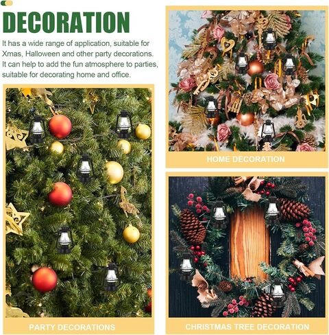 DOITOOL 10 Pcs Mini Lanterns 2.16 inch,Christmas Tree Ornaments Hanging Lantern,Vintage Lantern Christmas Decor-Black in Saudi Arabia