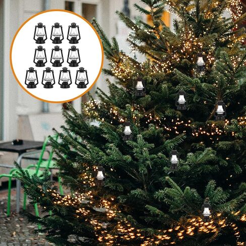 DOITOOL 10 Pcs Mini Lanterns 2.16 inch,Christmas Tree Ornaments Hanging Lantern,Vintage Lantern Christmas Decor-Black in Saudi Arabia