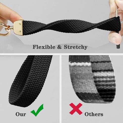 Stretchy Wristlet Keychain, Cute Key Chain Woven Wrist Lanyard Strap Keys Holder for Women Girl Men in Saudi Arabia