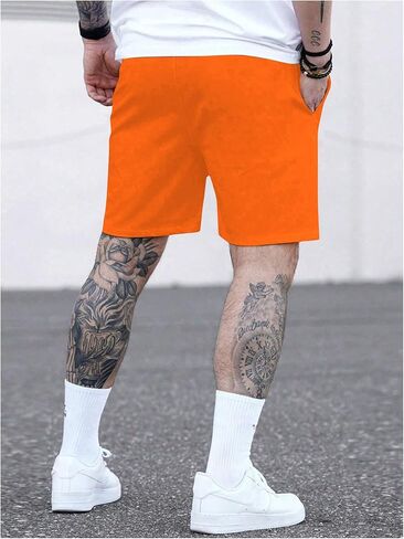 شورت Floerns الرجالي برباط الخصر وطباعة متقاطعة فضفاضة مناسبة للتمرين in Kuwait