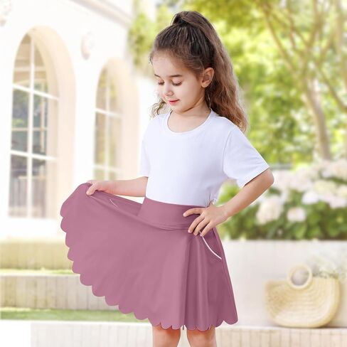 Toddler Girl Skirts with Shorts and Pockets Athletic Shorts Skirts for Girl A Line Scalloped Tennis Skater Skorts in Saudi Arabia