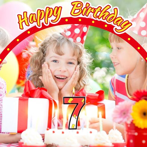 Red White Birthday Candle Cartoon Themed Number 6 Candle Lightning Cake Topper Birthday Decorations Party Supplies for Boys Girls in Kuwait