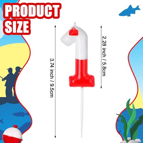 Mtlee Fishing Birthday Cake Topper Gone Fishing Cake Decorations for Fisherman Party Supplies Red Bobber Number Number For Mens ’Retirement Supplies (Number 1) in Kuwait