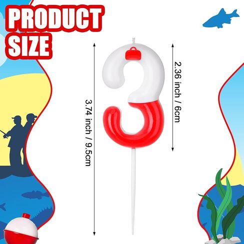 Mtlee Fishing Birthday Cake Topper Gone Fishing Cake Decorations for Fisherman Party Supplies Red White Bobber Birthday Number Candles for Mens' Retirement Party Supplies(Number 1) in Saudi Arabia
