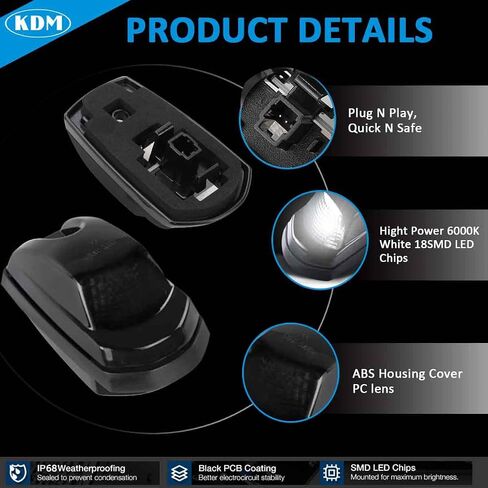 KDM Clear Lens Led Cab Roof Top Marker Lights assembly Fit for 2017-2024 Ford F250 F350 F450 F550 Super Duty,Mounted Running Clearance Bright White,5Pcs Pack in Saudi Arabia