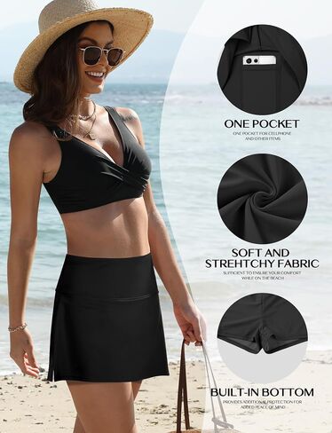 Swim Skirts for Women Tummy Control Bathing Suit Bottoms with Pocket Swimsuit Bottoms Only in Saudi Arabia