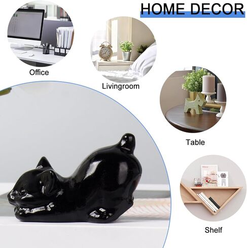 2 Inch Black Obsidian Cat Crystal Figurines, Kitten Statues for Kitten Lovers and Collectibles, Cat Decor Fingurines for Home Desk Office, Carved Healing Crystal Reiki Animal Gifts for Women in Saudi Arabia