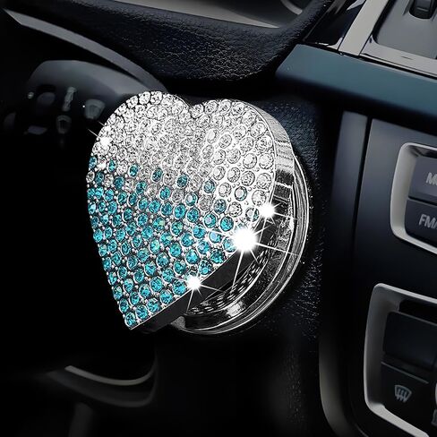 Bling Car Engine Start Button Cover, Cute Heart Shape Diamond Ignition Button Cover Sticker, Sparkly Rhinestone Push to Start Button Decoration Decal for Women Girls (Gradient Blue) in Saudi Arabia